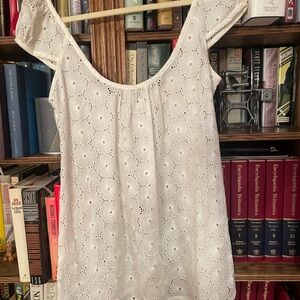 Tracy Reese Cream Smocked Flutter Sleeve Blouse